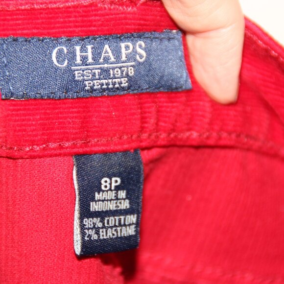 Chaps Women's Dark Tart Red Corduroy Pants, Size 8P, Slimming Fit NEW - Picture 8 of 10